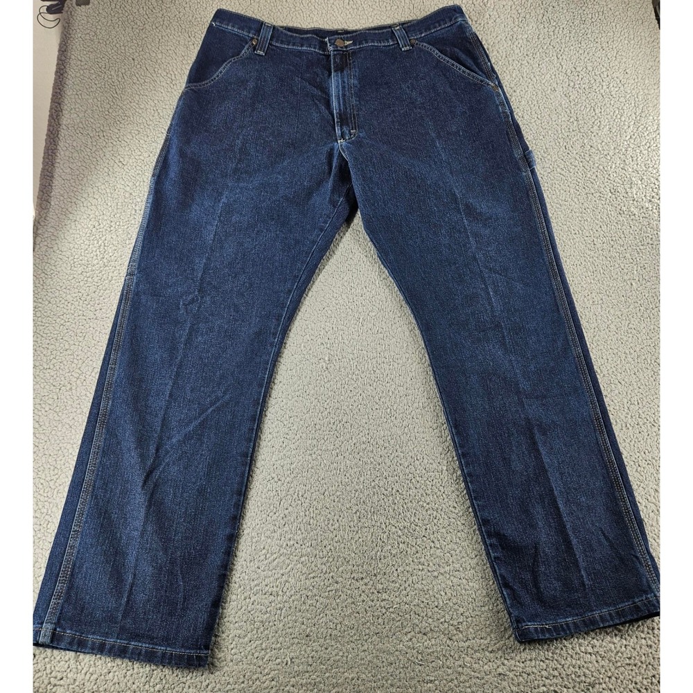 Wrangler Carpenter Jeans Men 38x32 Blue Dark Wash Relaxed Fit Western Work Pants